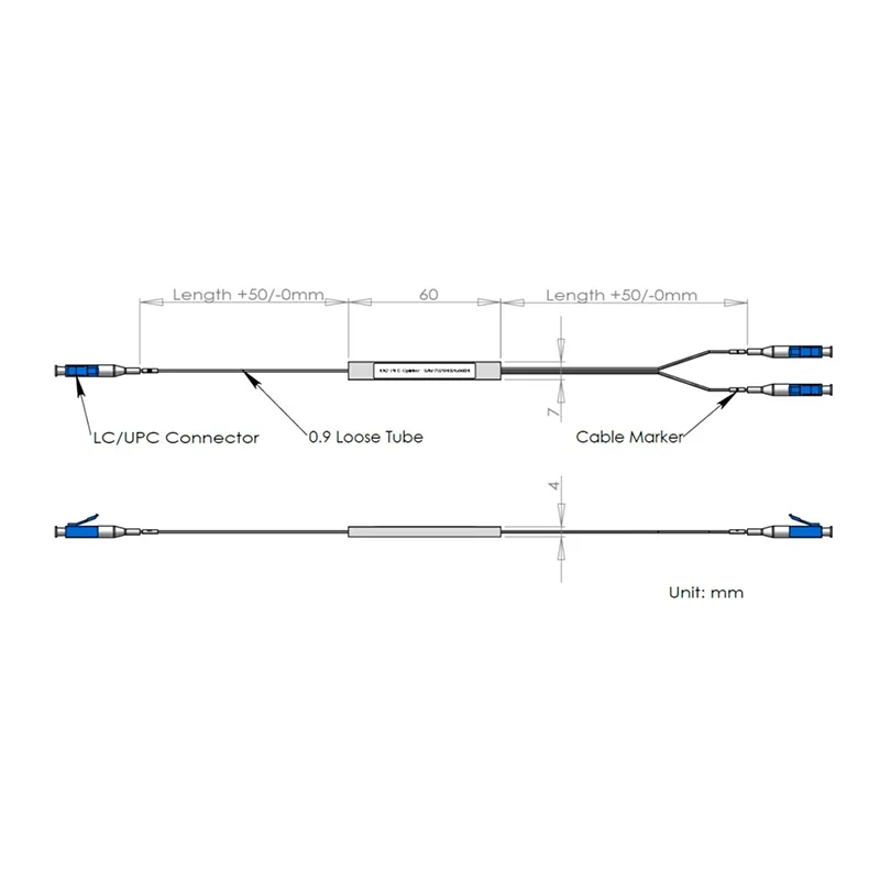1*2 PLC Rozdzielacz z złączem LC/UPC